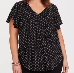 Torrid Black Lantern Flutter Challis Blouse
